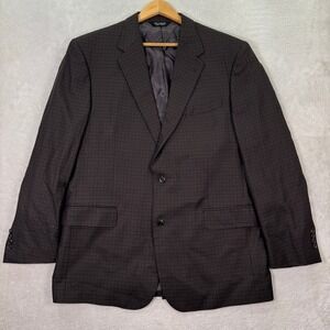 Jos A Bank Signature Collection Blazer 46L Brown Check Plaid Preppy Casual EUC